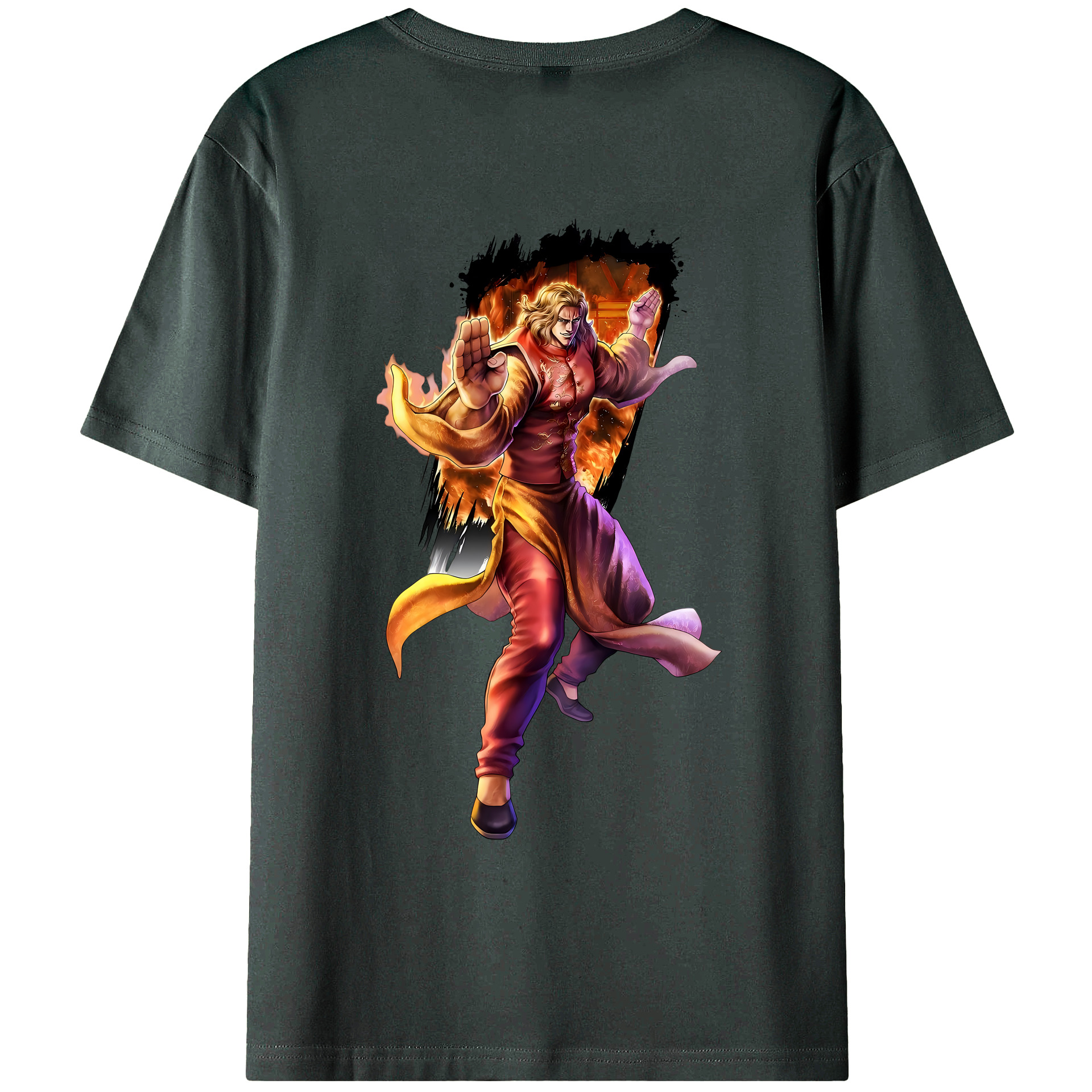 （画像用） 北斗の拳 Fist of the North Star 綿100％ メンズ半袖Tシャツ（バックプリント） 通気性
